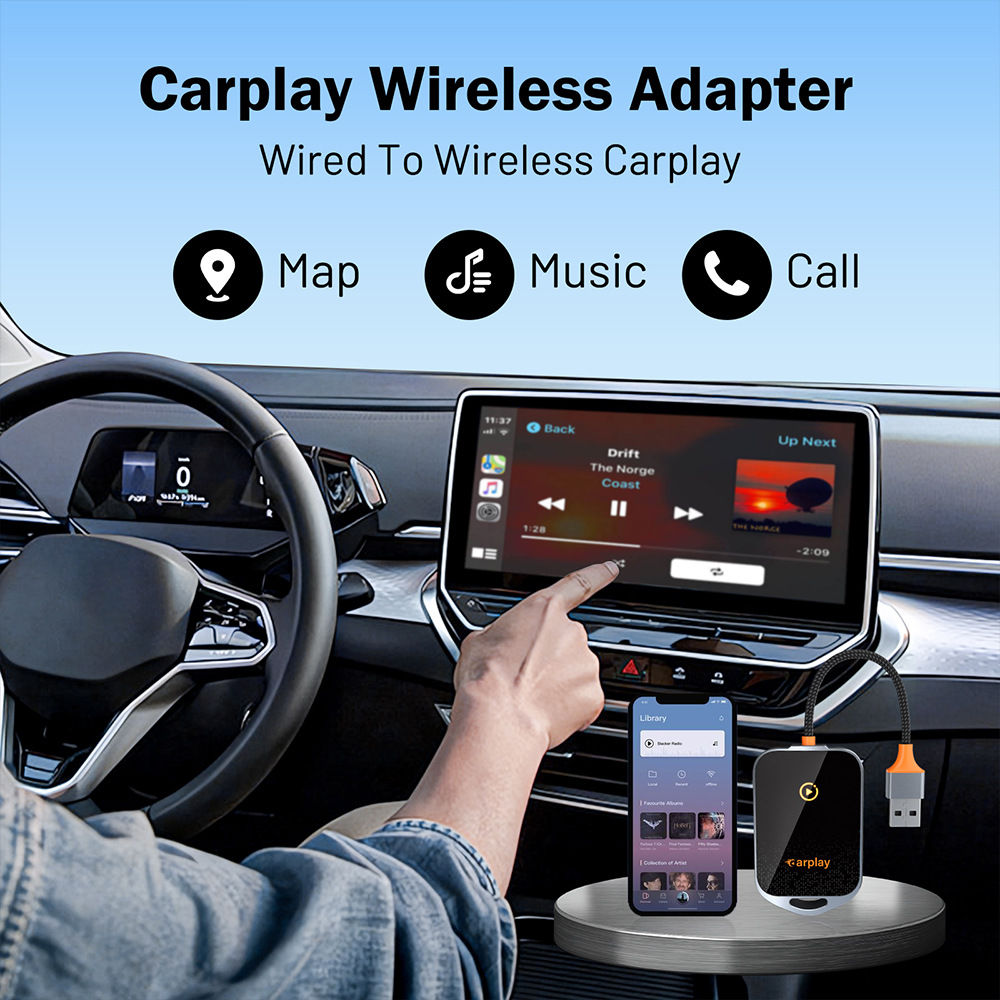 Cross-Border Hot-Selling Carplay Box Wired to Wireless Screen Projection Apple Car-Machine Interconnection Carplay Conversion Box