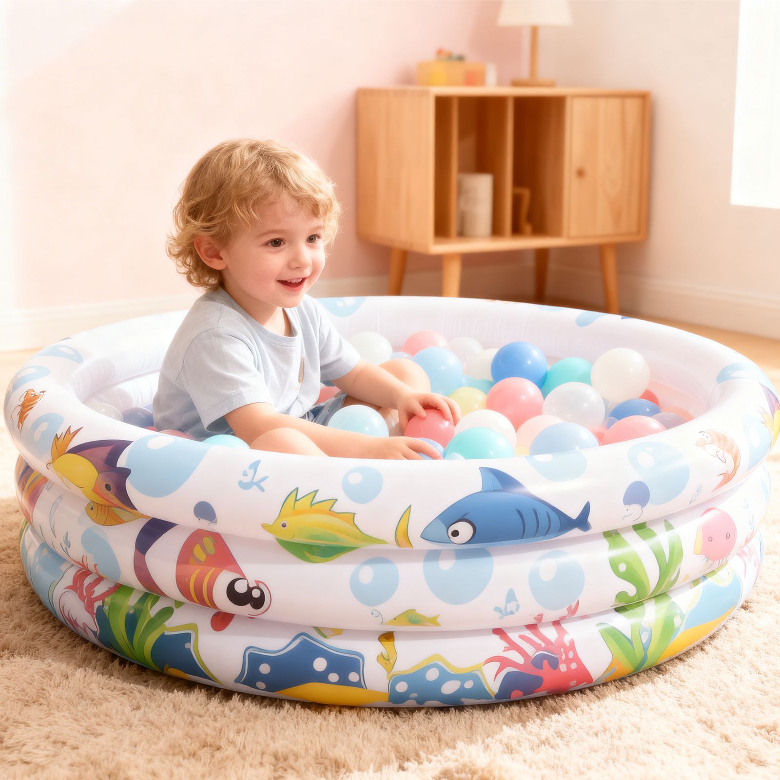 Pursuefree piscina de arena infláble piscina de pesca juego espeso interior y exterior piscina infantil juguetes piscina infláble