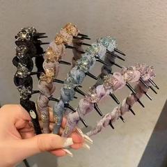 ライトラグジュアリーな新しいラインストーンウェーブインターネットセレブヘッドバンド滑り止めヘアピンファッショナブルな気質ヘッドバンド歯コーム圧縮ヘアヘッドバンド