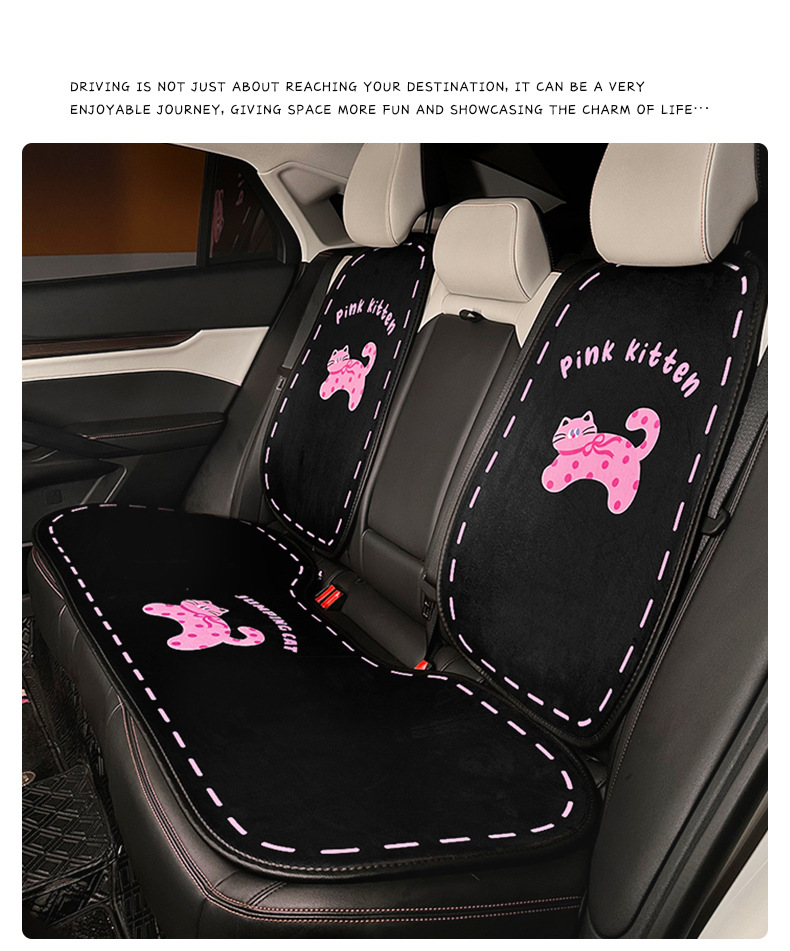 Cute Cat Car Seat Cushion, High-End Creative Cartoon Car Warm Anti-Slip Seat Cover, Winter Plush Seat Cushion
