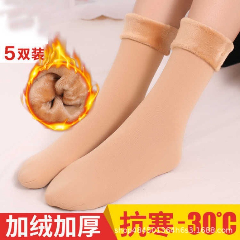 冬の雪の靴下の現物の純色の光の足の神器の男女の通用のベルベットの厚い保温のレジャーの床板の月子の靴下|undefined