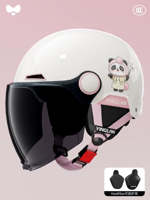 Women's 3C Certified All-Season | Motosiklet kaskı (dəbilqə) - 3c-pink-bubble-bear-sunscreen-long-mirror-removable-ear-protection-for-all-seasons-one-size-fits-all