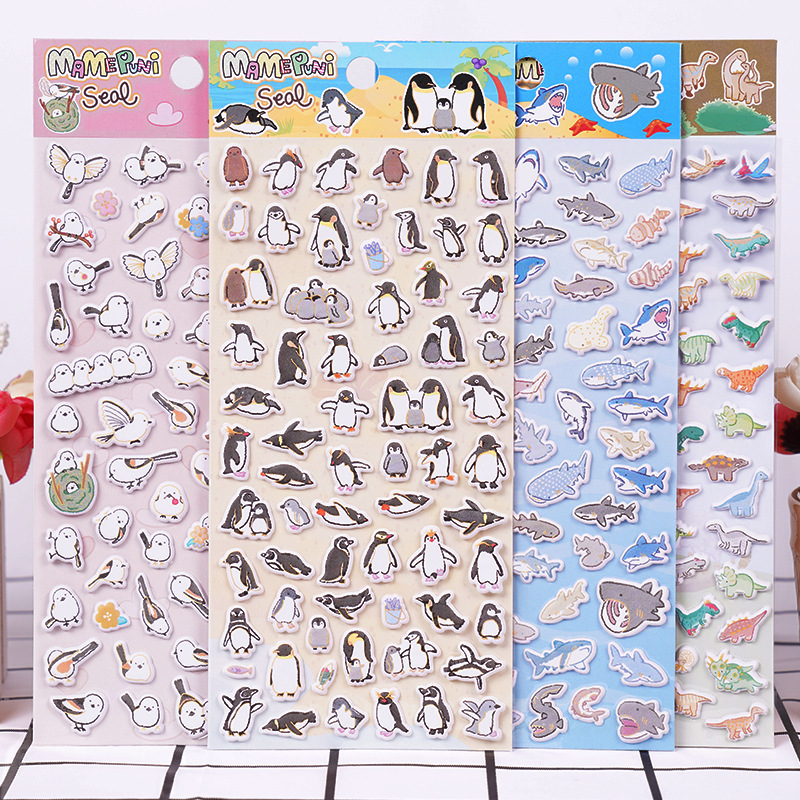 3D ミニペンギン海洋サメカササギ恐竜立体動物子供のステッカーパズル手作りご褒美装飾ステッカー|undefined