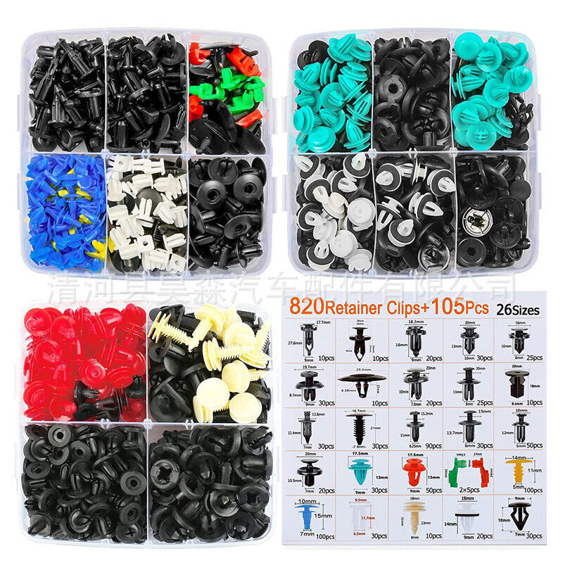 925pcs箱入りバックル自動車車体汎用留め具リベットフェンダー膨張ねじ820pcs|undefined