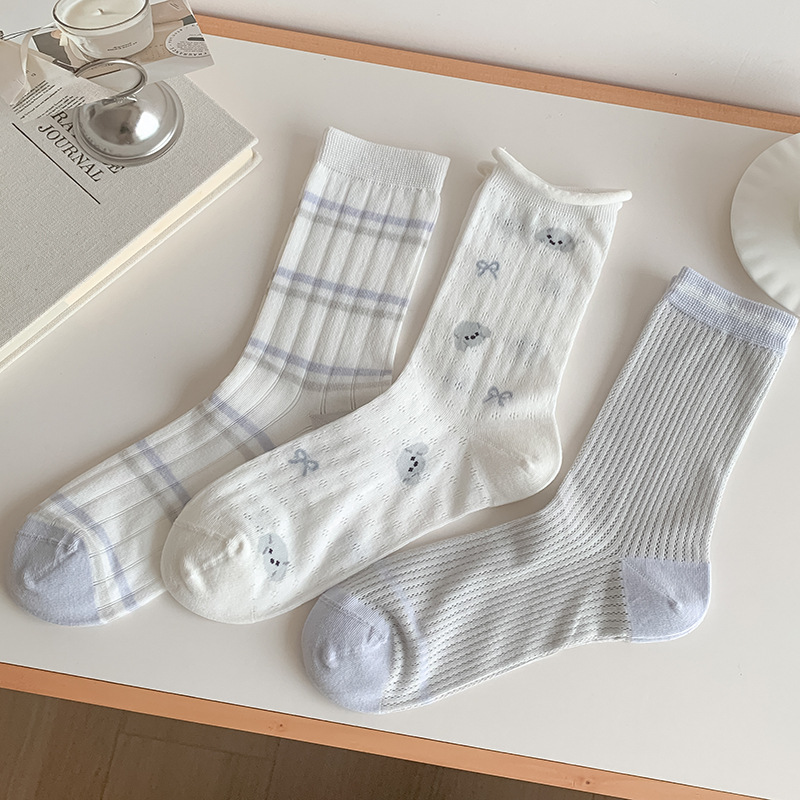 2025 primavera y verano nuevos productos japoneses verdes delgados calcetines de algodón transpirables anti-deslizante sudor calcetines de mujer frescas pila calcetines