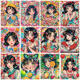 钻石画满钻美少女卡通图片钻石绣diy圆钻十字绣手工贴钻画家居装