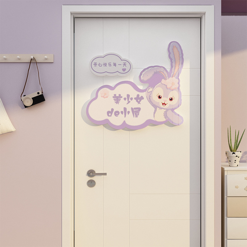 网红卧室门上贴纸儿童房间布置墙面装饰小公主创意挂牌女孩床头画