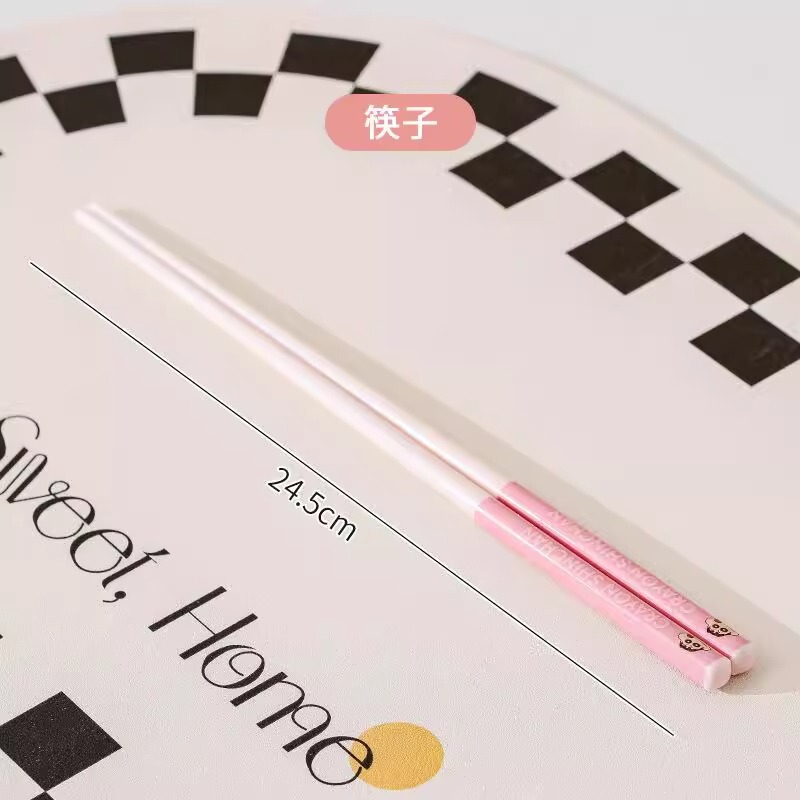 蜡笔小新陶瓷碗家用方形吃饭碗高颜值碗碟盘儿童餐具筷子勺子汤碗|undefined