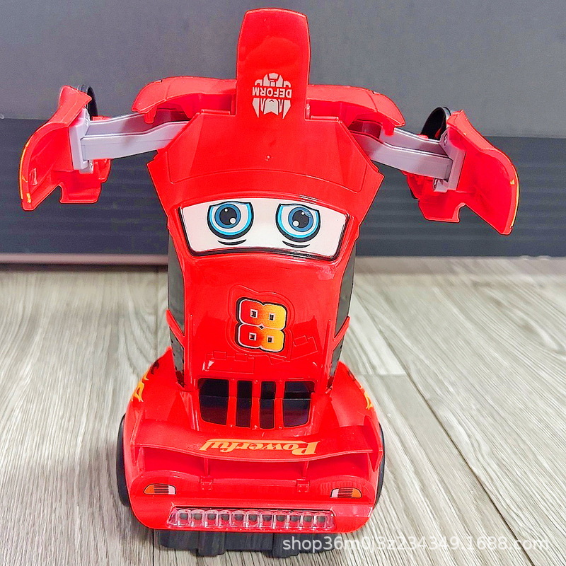 Transfronterizo niños deformación coche robot juguete niño eléctrico dibujos animados música coche iluminación universal al por mayor