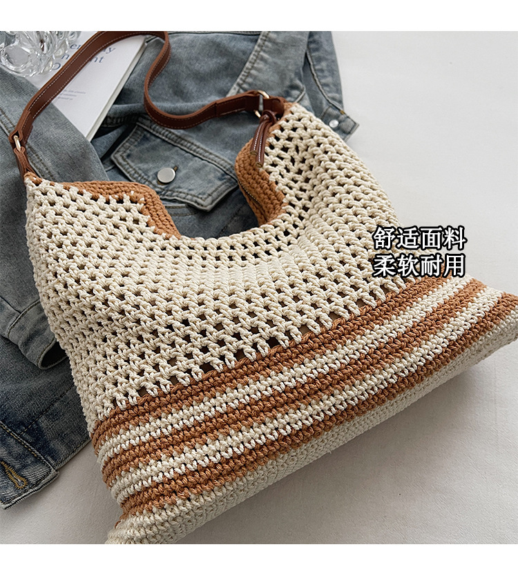 Summer versatile single-shoulder bags, trendy and fresh woven bags, seaside vacation beach bags, large-capacity travel bags details Picture