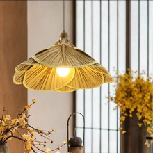 芭蕉扇子吊灯创意个性编织灯中式禅意民宿茶室餐厅怀旧东南亚灯具