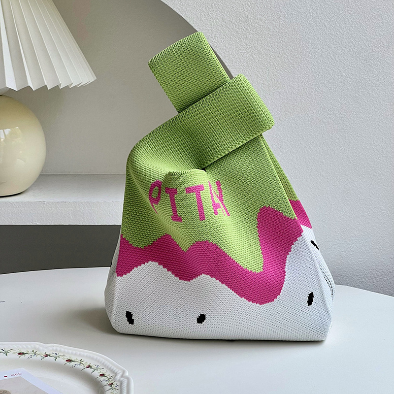 Ins nuevo bolso de mujer, bolso de punto de estilo de fruta, bolso de mano, bolso de hombro, bolso de cubo, bolso de regalo de mano