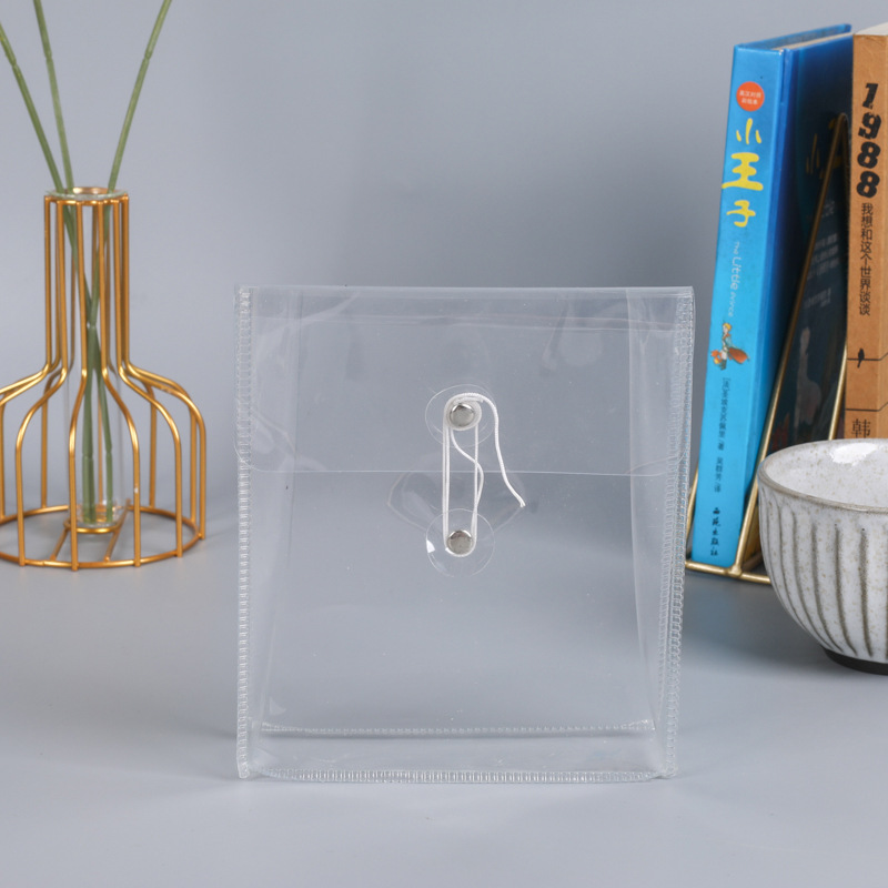 PVC防水透明立体绕绳文件袋 档案试卷票据手账贴纸收纳袋资料袋