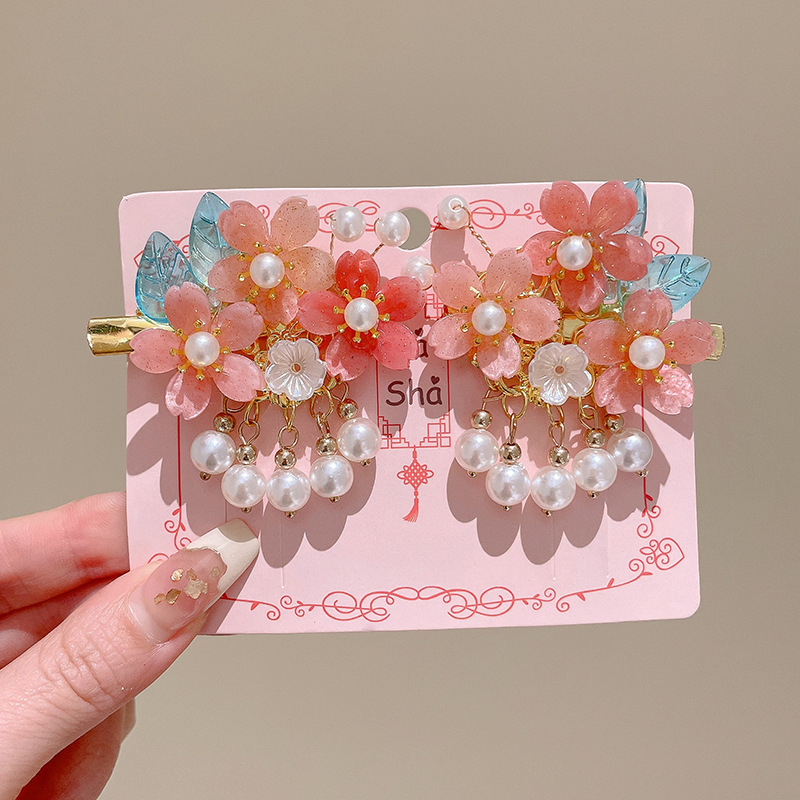 Hanfu tocado de cabello de niñas bordas vestidos antiguos para el cabello de niñas tarjetas de cabello de niñas vestidos antiguos accesorios princesas niñas clips para el cabello