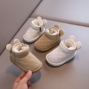 Baby Snow Boots Fleece-Lined Thickeneded Cotton Shoes Winter Warm Shoes Baby Toddler Shoes Boys and Girls Shoes 1-6 Years Old Waterproof