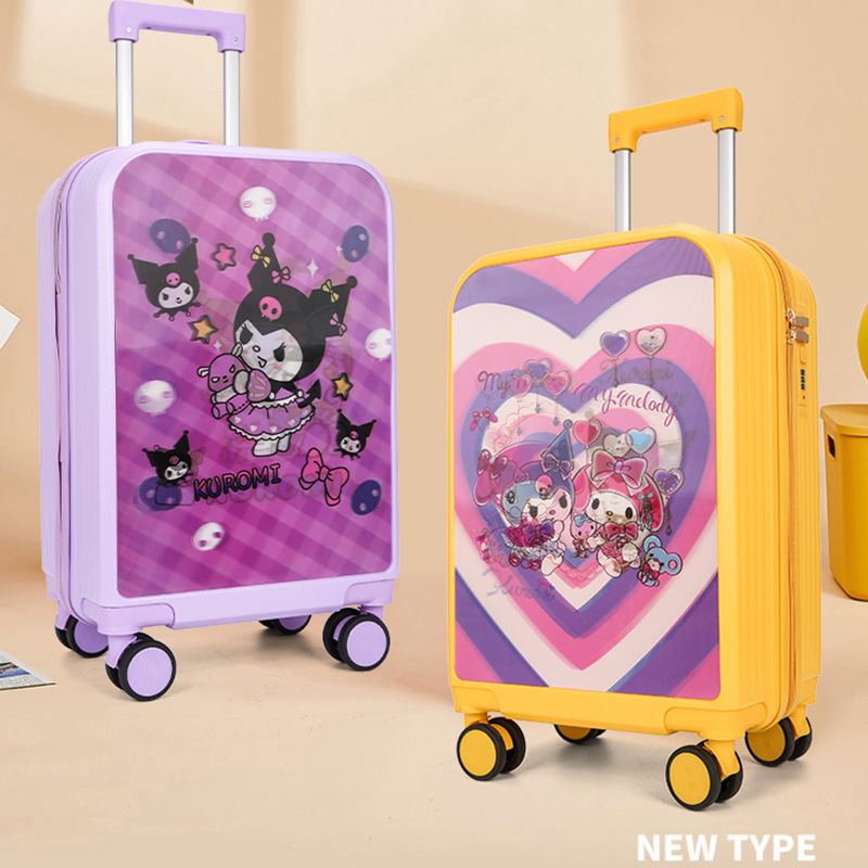 Capacious universal cartoon suitcase, 3D, gradient, wholesale