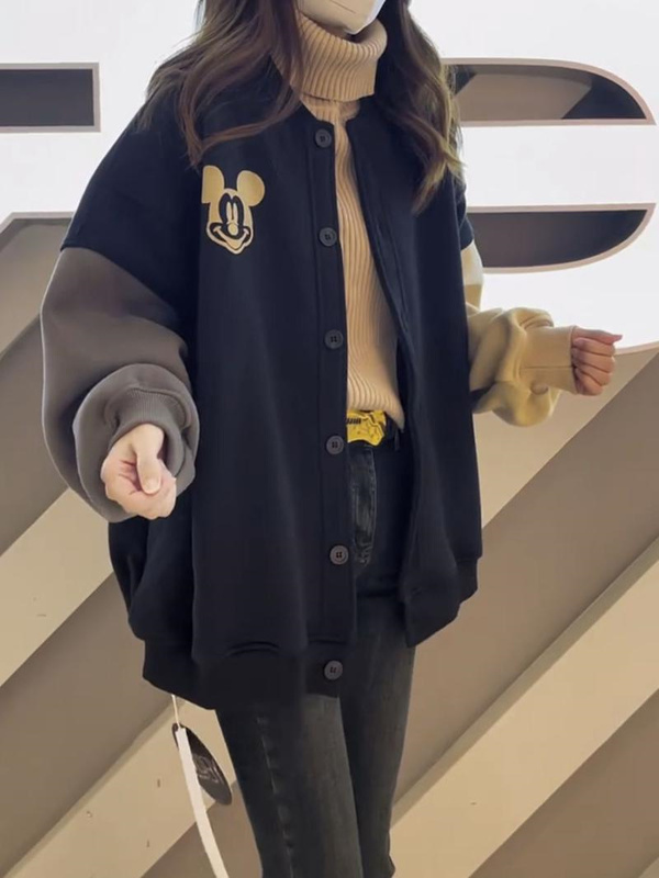 秋冬款加绒加厚胖妹妹2-300斤特大码保暖女装棒球服长袖夹克外套|undefined