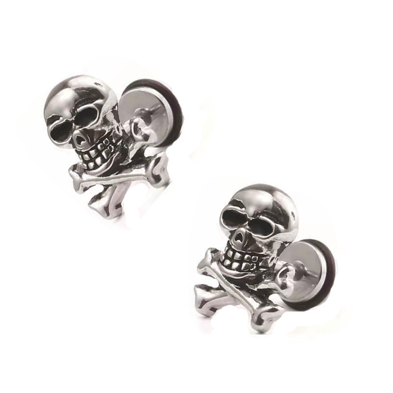 1 Piece Ear Cartilage Rings & Studs Punk Simple Style Skull Titanium Steel Ear Cartilage Rings & Studs display picture 4