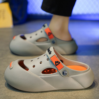 2024夏季新款洞洞鞋男踩屎感厚底拖鞋防滑软底外穿透气沙滩凉鞋男