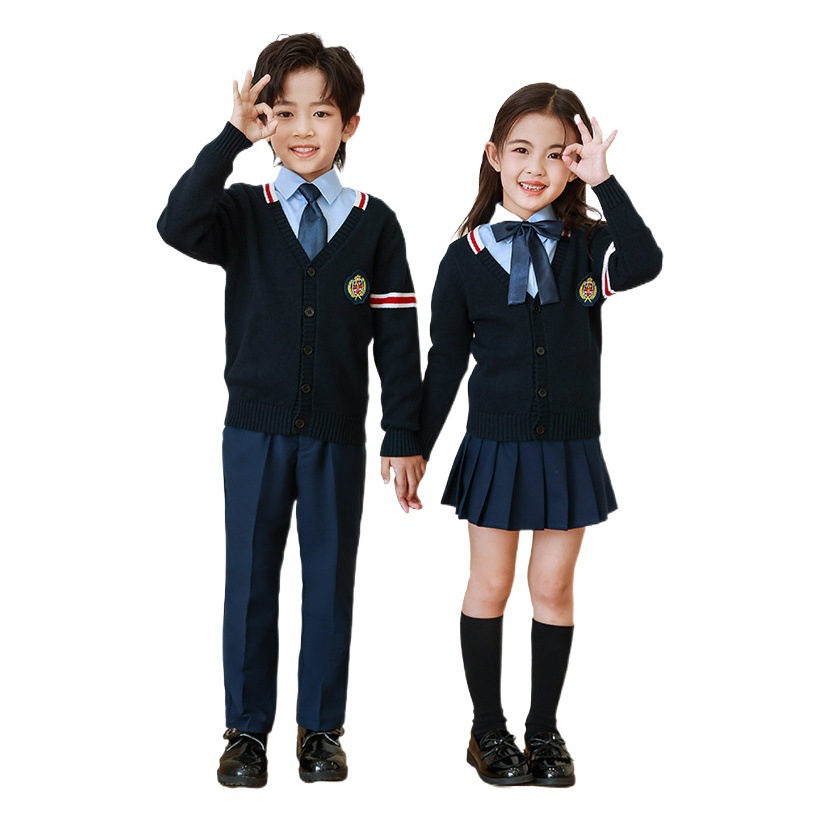 Jardín de Infantes ropa de primavera y otoño ropa de estilo británico estudiante de la escuela primaria Clase de verano uniforme escolar traje de uniforme de la clase de los niños traje de tres o cuatro piezas