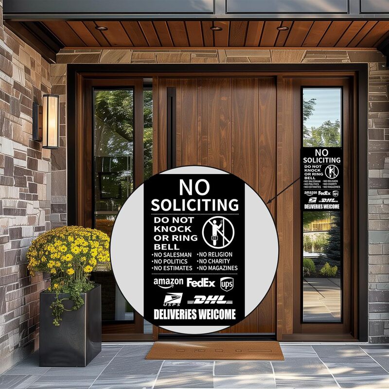 No Solicitation Sign for the Front Door, 8 X 12inch -Aluminum-Do Not Knock or Ring the Doorbell Packaging Delivery Sign