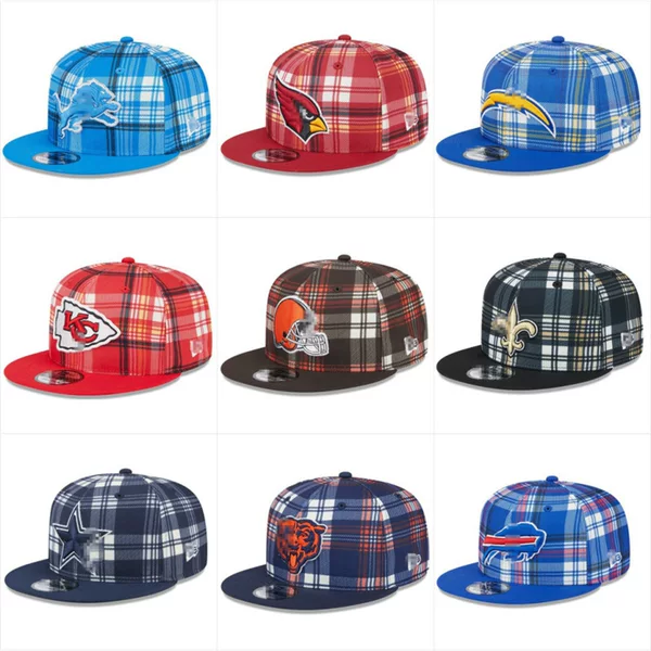 Nfl Football Caps, High-Quality Baseball Caps, Embroidered Flat-Brim Hats for Men and Women, Outdoor Sun Hats, Cross-Border Supply