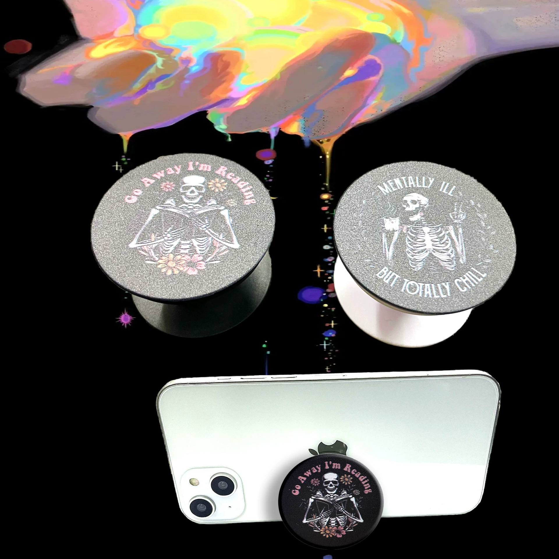 Оригинальная европейская и американская личность скелет наклеенный телескопический подушка безопасности настольный кронштейн подходит для мобильных телефонов