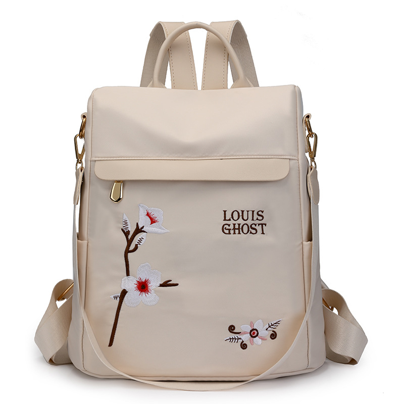 Comercio exterior al por mayor 2024 nueva moda bordada señoras mochila antirrobo al aire libre estilo occidental viaje mochila de viaje marea