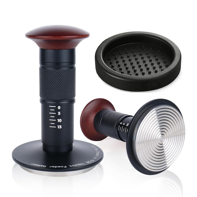 Italian Coffee Machine with Graduated Elastic Powder Press Balanced Powder Hammer Walnut Stainless Steel Bottom Powder Press 51/58m Italian Coffee Machine with Graduated Elastic Powder Press Balanced Powder Hammer Walnut Stainless Steel Bottom Powder Press 51/58m