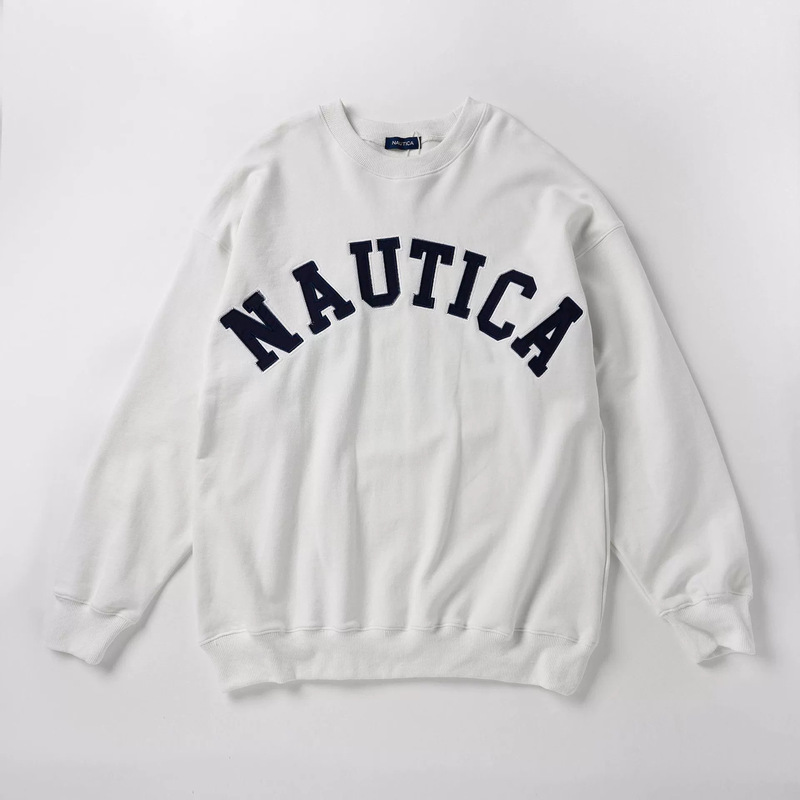 high quality NAUTI Canggu Classic Large Letter Crewneck Pullover Sweatshirt Vintage Washed Loose Top cityboy