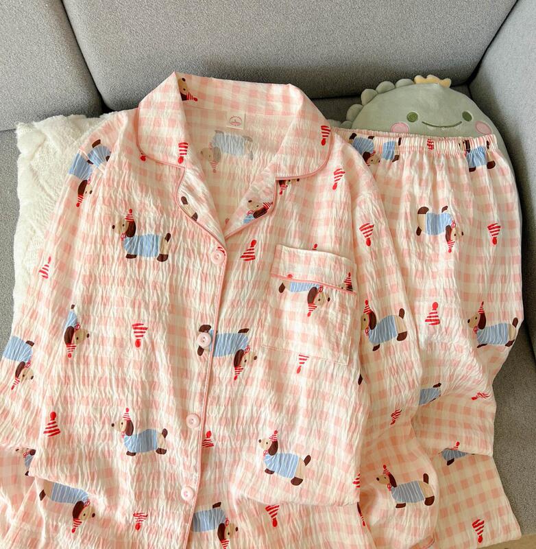 外国貿易クロスボーダー卸売クラウドコットン長袖ズボン 120 グラムパジャマ女性のための Xiaoxin 外で着用できるラペルカーディガンホーム服|undefined