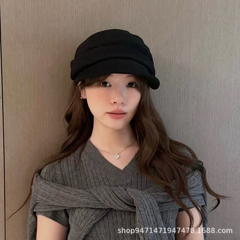 日系简约贝雷帽女秋冬韩版百搭显脸小八角帽文艺复古报童画家帽子|undefined