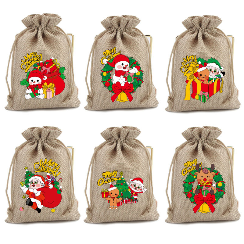 跨境圣诞节糖果饼干包装袋 装饰礼品袋 圣诞降临日平安果袋