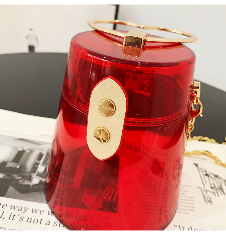 Women's Small All Seasons Pvc Solid Color Streetwear Transparent Cylindrical Lock Clasp Chain Bag display picture 3