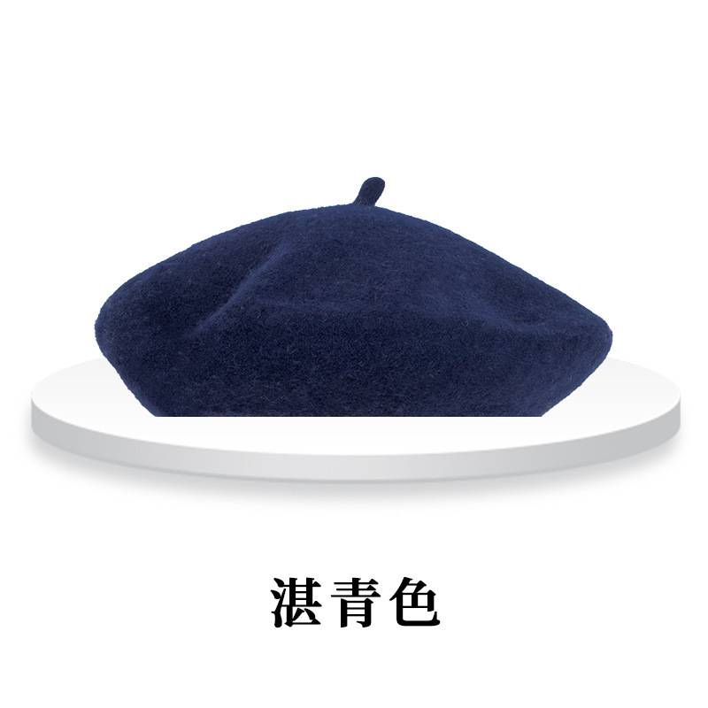 韩版新款大头围贝雷帽纯色百搭秋冬款羊毛南瓜帽休闲显脸小画家帽|undefined