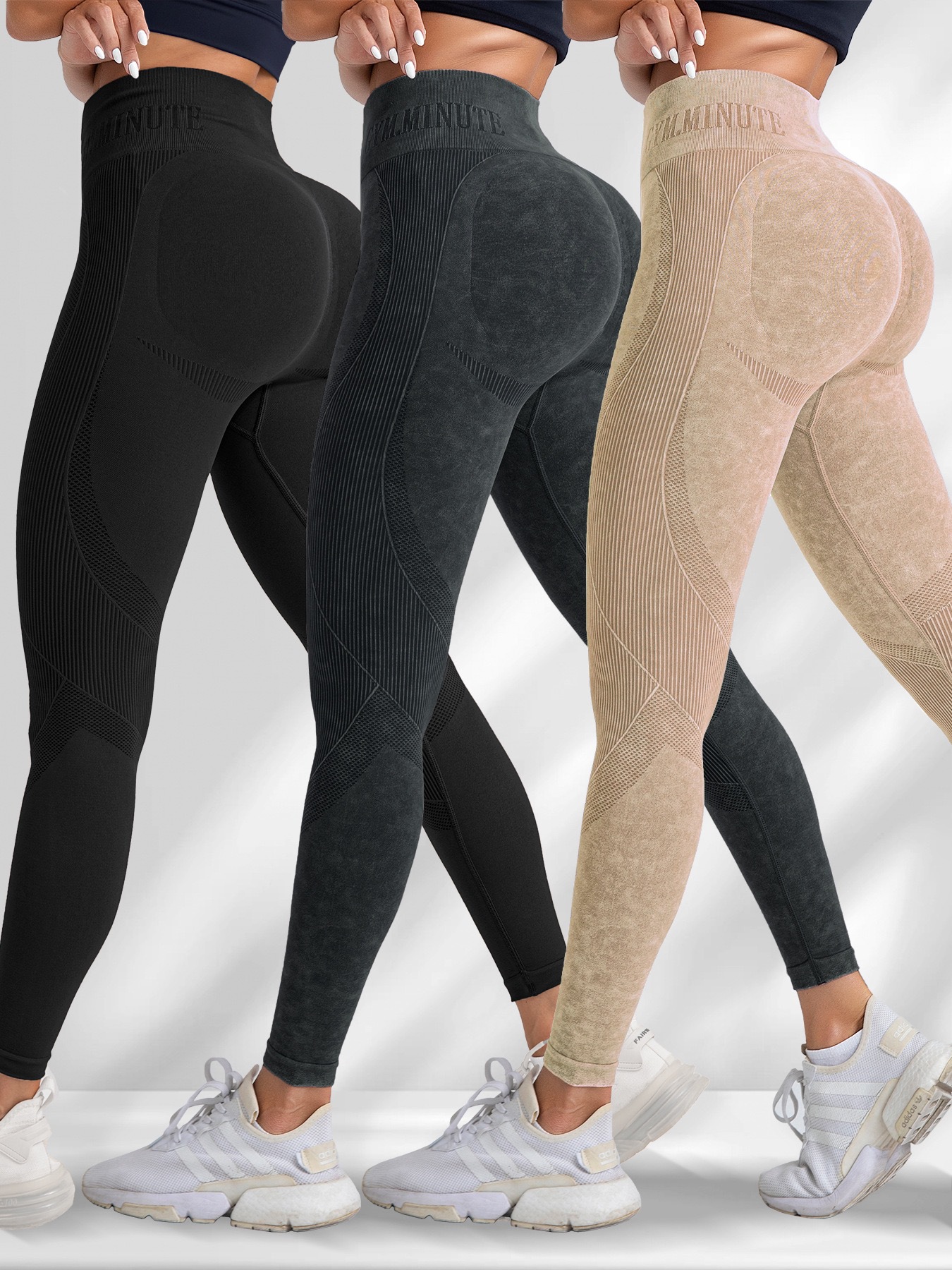 Amazon explosión combinación de pantalones de entrenamiento de mujeres sin pierna lavado con arena rápida de secado para elevar las caderas apretadas de letras