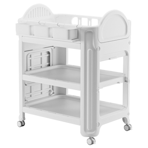 Baby diaper changing table, infant massage care station, portable newborn bath rack, mobile crib