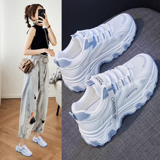 ins Korean style clunky women's shoes 2024 spring new student sneaker women's trendy increased internet celebrity casual shoes Q7811