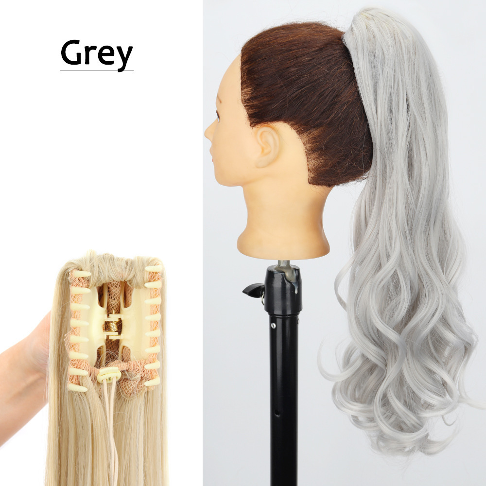 24 pulgadas peluca cauda de caballo gran onda larga rizado clip de garra sintética alta cauda de caballo