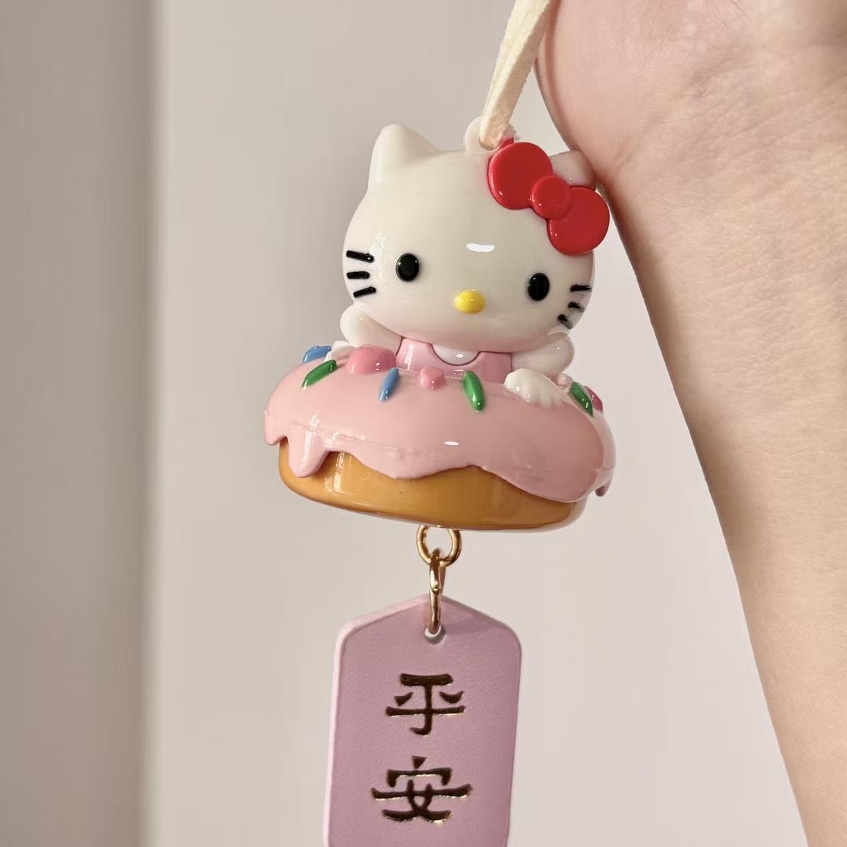 Kt cat donut safety car pendant, cute cartoon car interior decoration, creative gift ornament, niche item