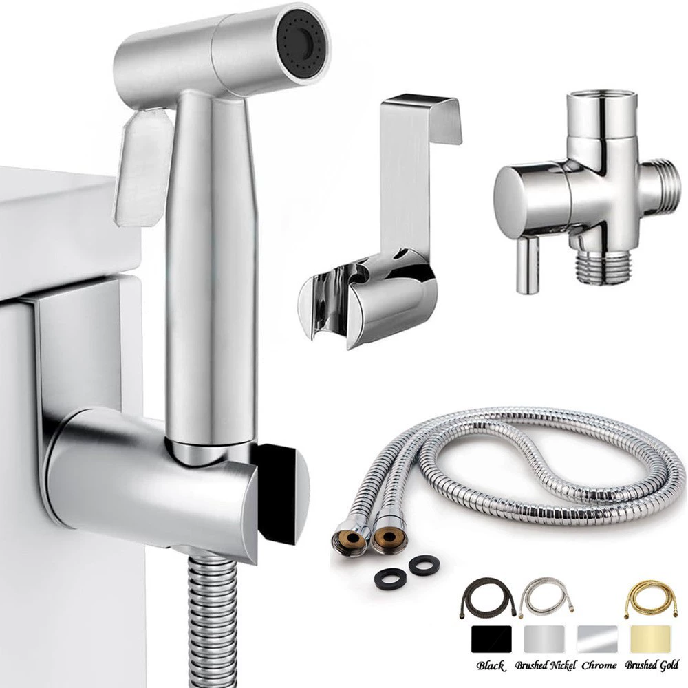 Трансграничный набор для женской гигиены: распылитель для биде из нержавеющей стали, черный матовый, стандарт США/Европы, напорный, для унитаза