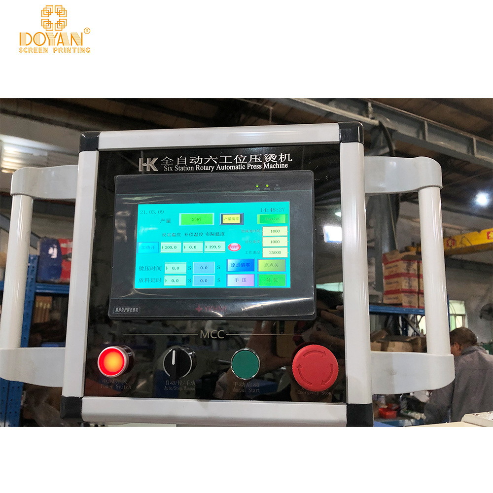 Duyang máquina rotativa neumática automática de seis estaciones de impresión de transferencia de calor máquina de impresión de prensado perforación de prendas de vestir