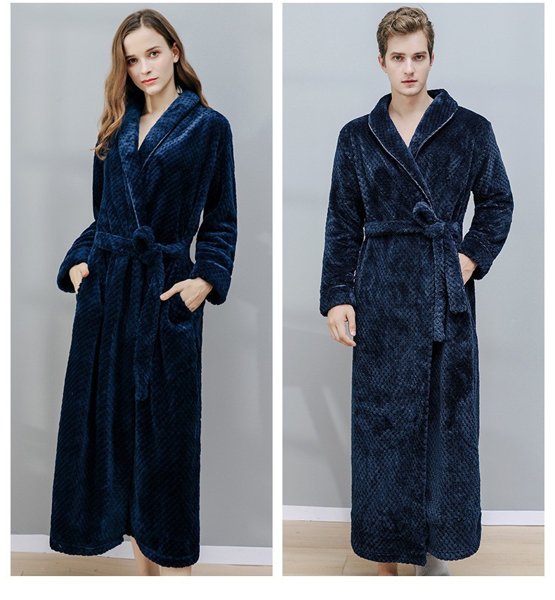 Camicia da notte da donna invernale coppia accappatoio in pile corallo più velluto flanella ispessita pigiama da uomo autunno e inverno lungo_voghion.com