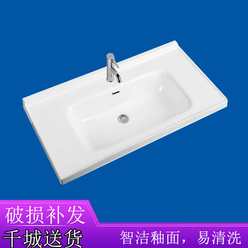 Semi-Embedded Washbasin Countertop Integrated Basin for Home Use, Ceramic Bathroom Sink