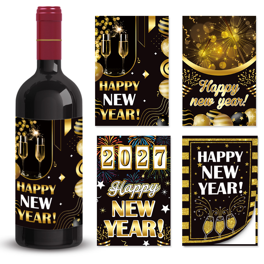 Set de Pegatinas Decorativas para Fiesta de Nochevieja, Suministros de Decoración para Fiesta de Año Nuevo, Pegatinas para Botellas de Vino image 4