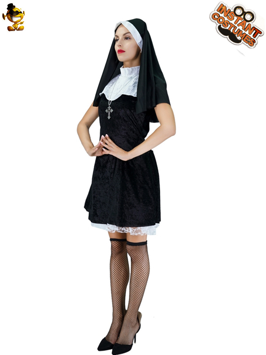 Halloween monje adulto partido traje de la etapa del funcionamiento Cosplay mascarada reparación ropa las mujeres image 3