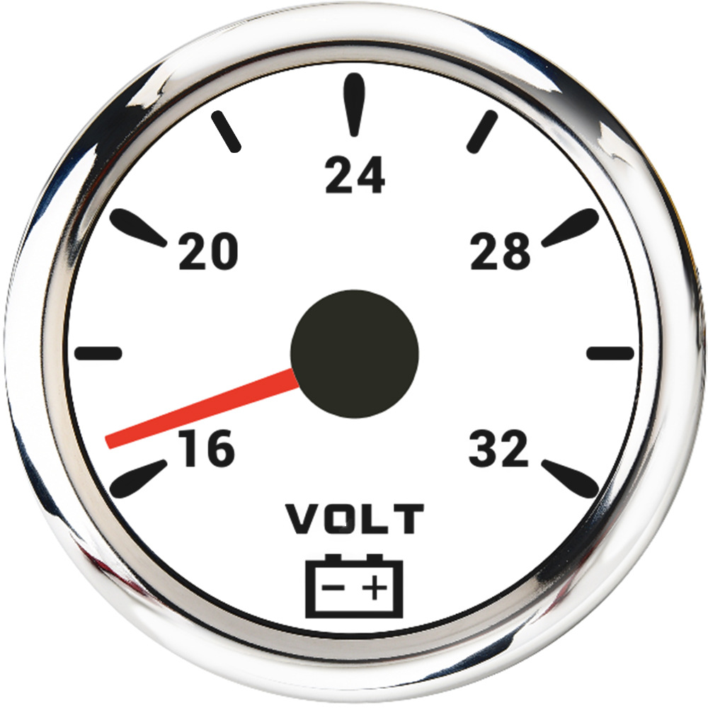 12V 24V Universal: Universal automobile instrument - silver-bezel-white-face-24v