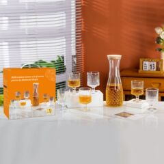 轻奢水具套装家用复古玻璃北欧浮雕分酒器套装活动礼品随手礼