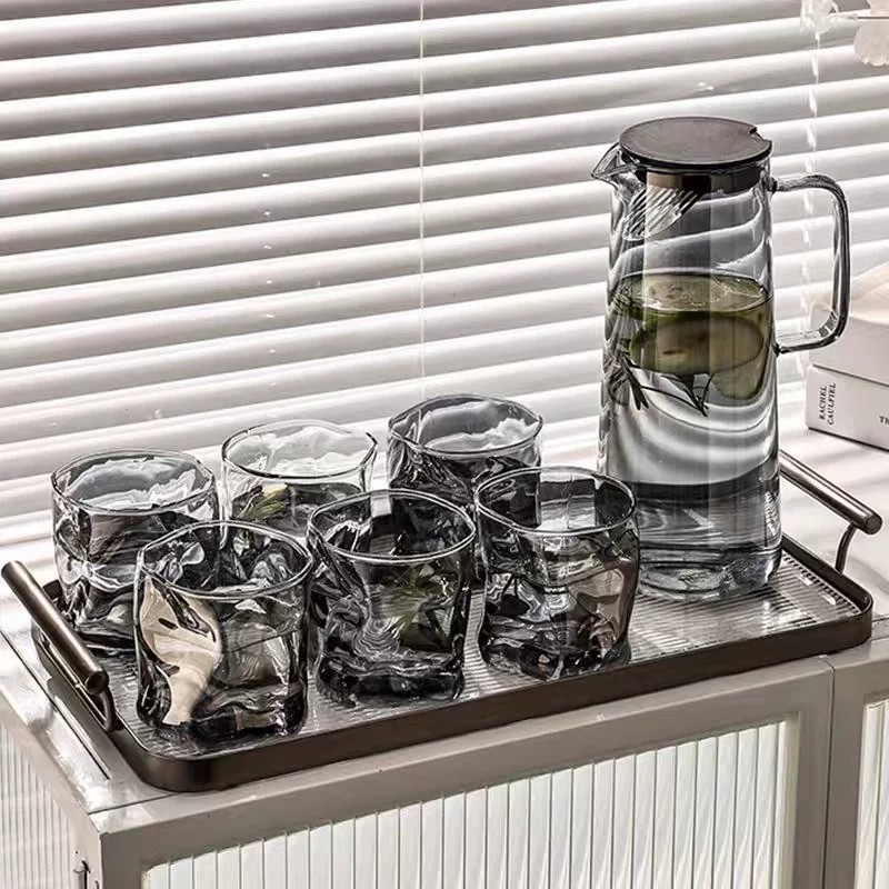 Промышленная оптовая продажа высокотемпературостойкого стеклянного холодного чайника из боросиликатного стекла, кружка для питьевой воды домашний набор принадлежностей для воды, холодный чайник большой емкости