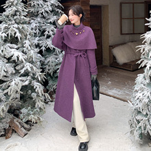 女式毛呢外套2025秋冬季新款双面呢羊毛外套(配可拆卸斗篷)XM972